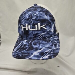 Huk Performance Mesh Trucker Hat Blue Men's Fishing Cap Adjustable Huk Logo‎